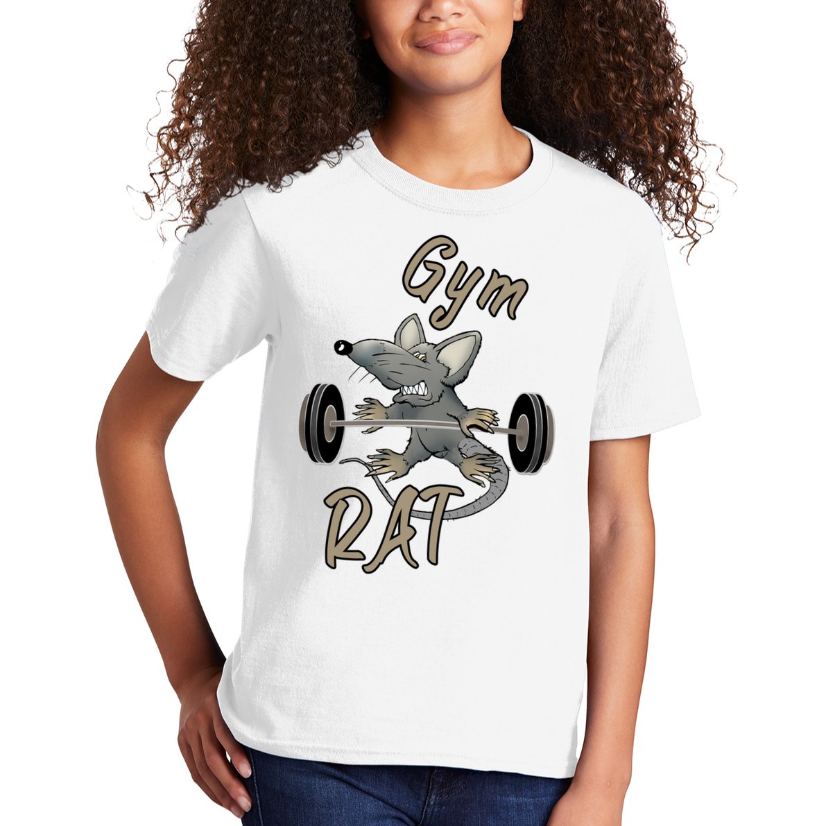 Gym RAT Fitness Barbell Motivational Workout Kids T-Shirt