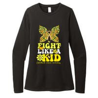 Gold Ribbon Fight Like Kids For Childhood Cancer Awareness Womens CVC Long Sleeve Shirt