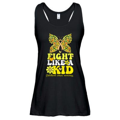 Gold Ribbon Fight Like Kids For Childhood Cancer Awareness Ladies Essential Flowy Tank