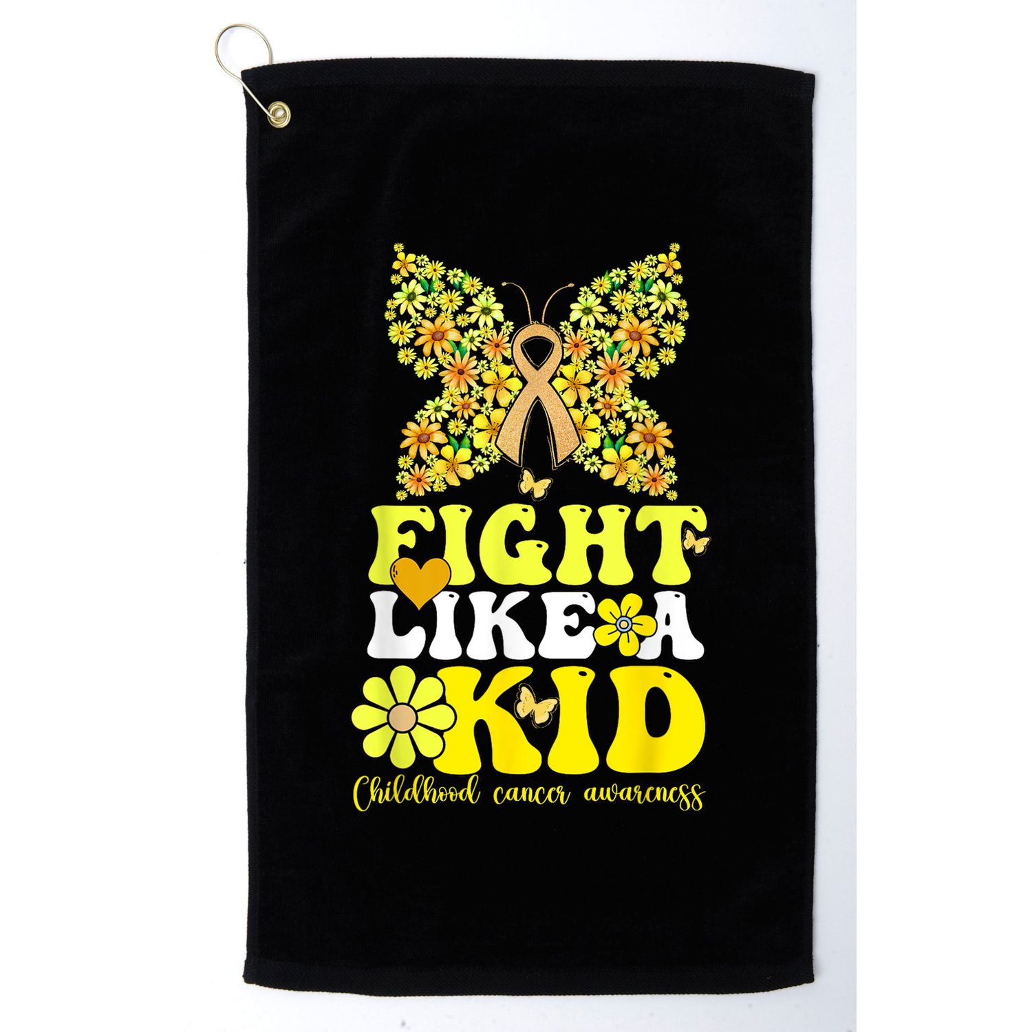 Gold Ribbon Fight Like Kids For Childhood Cancer Awareness Golf Towel