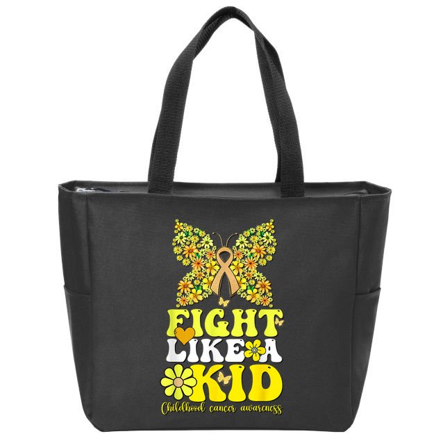 Gold Ribbon Fight Like Kids For Childhood Cancer Awareness Zip Tote Bag