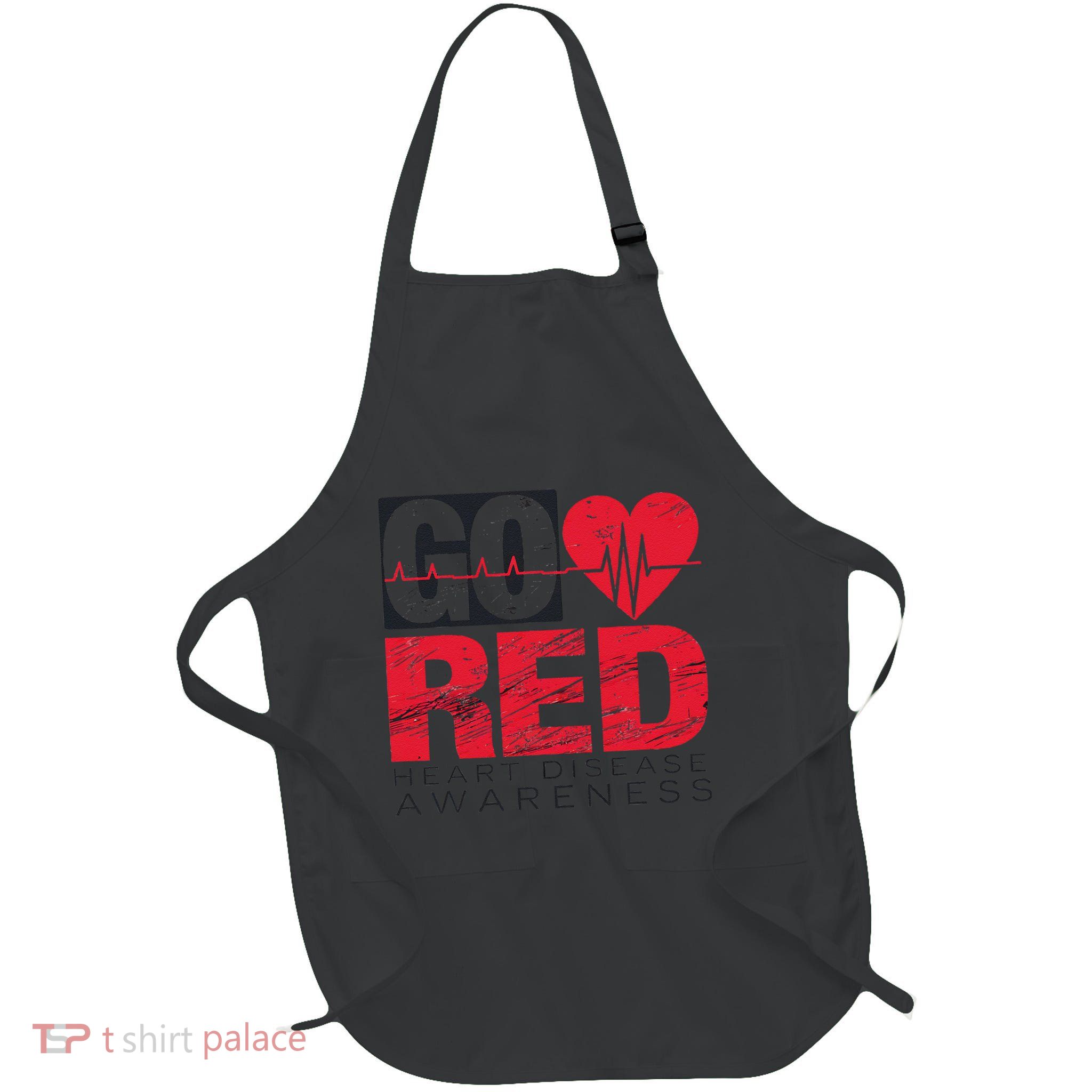 Go Red For Heart Disease Awareness Chd Wear Red Full-Length Apron With Pockets