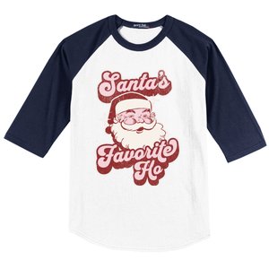 Groovy Retro Funny Christmas Santas Favorite Ho Cute Gift Baseball Sleeve Shirt