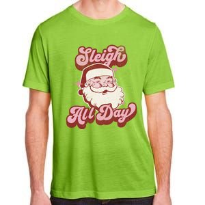 Groovy Retro Funny Christmas Pink Santa Sleigh All Day Gift Adult ChromaSoft Performance T-Shirt