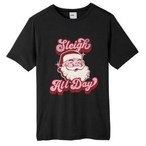 Groovy Retro Funny Christmas Pink Santa Sleigh All Day Gift Tall Fusion ChromaSoft Performance T-Shirt