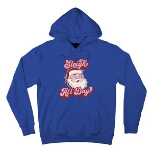 Groovy Retro Funny Christmas Pink Santa Sleigh All Day Gift Hoodie