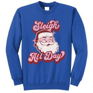 Groovy Retro Funny Christmas Pink Santa Sleigh All Day Gift Sweatshirt