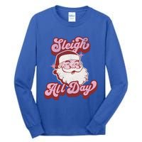 Groovy Retro Funny Christmas Pink Santa Sleigh All Day Gift Tall Long Sleeve T-Shirt