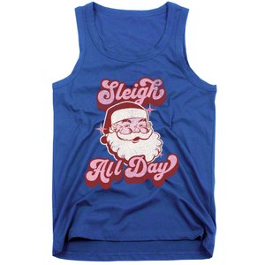 Groovy Retro Funny Christmas Pink Santa Sleigh All Day Gift Tank Top