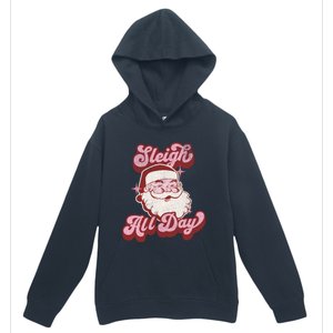 Groovy Retro Funny Christmas Pink Santa Sleigh All Day Gift Urban Pullover Hoodie