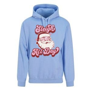 Groovy Retro Funny Christmas Pink Santa Sleigh All Day Gift Unisex Surf Hoodie