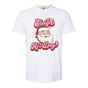 Groovy Retro Funny Christmas Pink Santa Sleigh All Day Gift Softstyle CVC T-Shirt