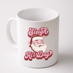 Groovy Retro Funny Christmas Pink Santa Sleigh All Day Gift Coffee Mug