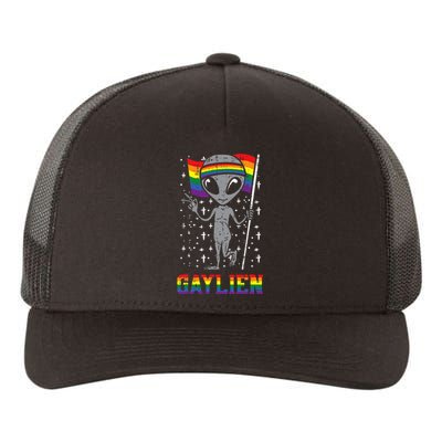 Gaylien Rainbow Flag Gay Alien Funny ET Space LGBTQ Pride Yupoong Adult 5-Panel Trucker Hat