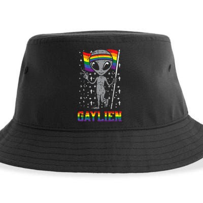 Gaylien Rainbow Flag Gay Alien Funny ET Space LGBTQ Pride Sustainable Bucket Hat