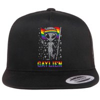 Gaylien Rainbow Flag Gay Alien Funny ET Space LGBTQ Pride Flat Bill Trucker Hat