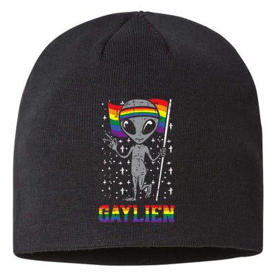 Gaylien Rainbow Flag Gay Alien Funny ET Space LGBTQ Pride Sustainable Beanie