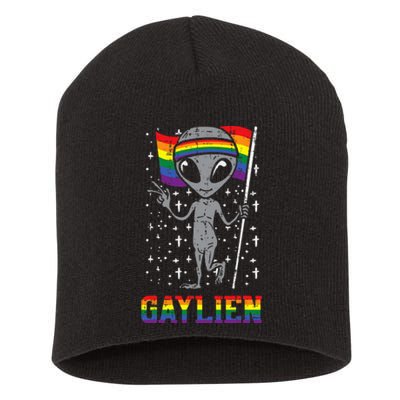 Gaylien Rainbow Flag Gay Alien Funny ET Space LGBTQ Pride Short Acrylic Beanie