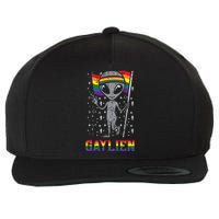 Gaylien Rainbow Flag Gay Alien Funny ET Space LGBTQ Pride Wool Snapback Cap