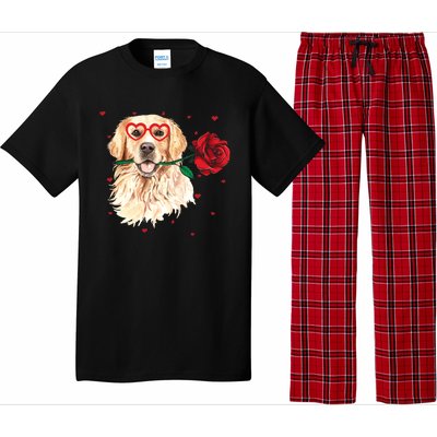 Golden Retriever Face Heart Glasses Valentines Day Dog Lover Gift Pajama Set