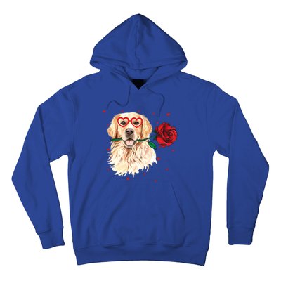 Golden Retriever Face Heart Glasses Valentines Day Dog Lover Gift Hoodie