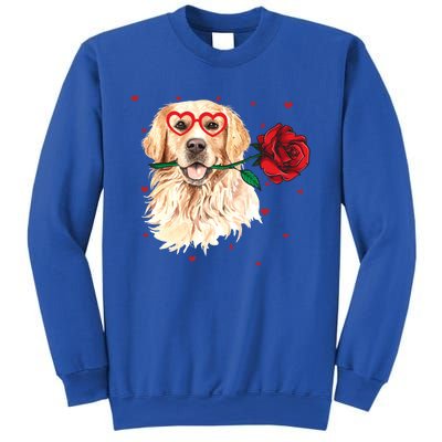 Golden Retriever Face Heart Glasses Valentines Day Dog Lover Gift Sweatshirt