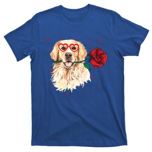 Golden Retriever Face Heart Glasses Valentines Day Dog Lover Gift T-Shirt