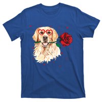 Golden Retriever Face Heart Glasses Valentines Day Dog Lover Gift T-Shirt