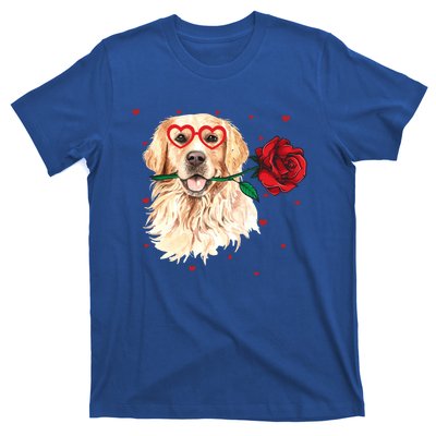 Golden Retriever Face Heart Glasses Valentines Day Dog Lover Gift T-Shirt