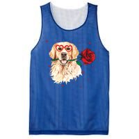 Golden Retriever Face Heart Glasses Valentines Day Dog Lover Gift Mesh Reversible Basketball Jersey Tank