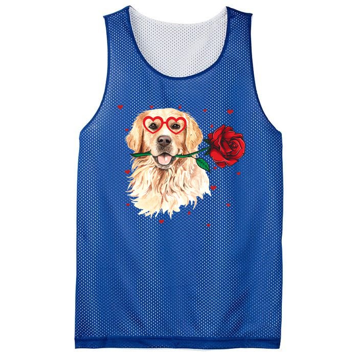 Golden Retriever Face Heart Glasses Valentines Day Dog Lover Gift Mesh Reversible Basketball Jersey Tank