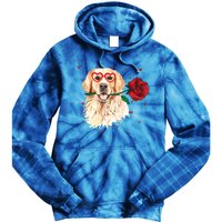 Golden Retriever Face Heart Glasses Valentines Day Dog Lover Gift Tie Dye Hoodie