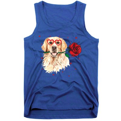 Golden Retriever Face Heart Glasses Valentines Day Dog Lover Gift Tank Top