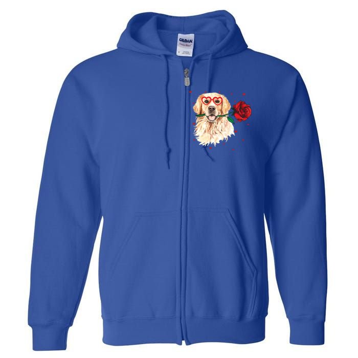 Golden Retriever Face Heart Glasses Valentines Day Dog Lover Gift Full Zip Hoodie