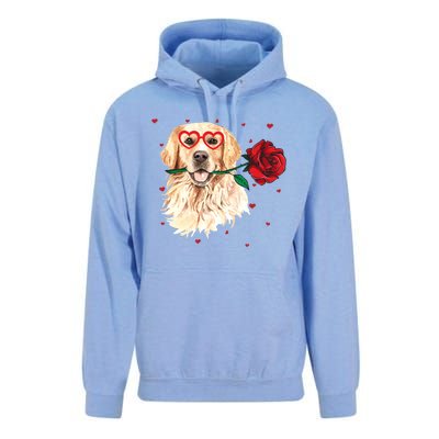 Golden Retriever Face Heart Glasses Valentines Day Dog Lover Gift Unisex Surf Hoodie