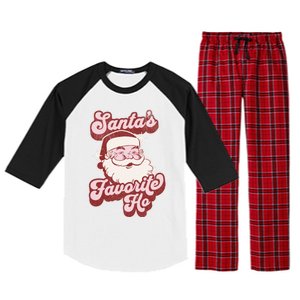 Groovy Retro Funny Christmas Santas Favorite Ho Gift Raglan Sleeve Pajama Set