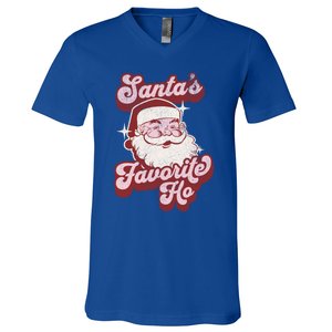 Groovy Retro Funny Christmas Santas Favorite Ho Gift V-Neck T-Shirt