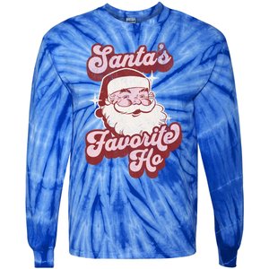 Groovy Retro Funny Christmas Santas Favorite Ho Gift Tie-Dye Long Sleeve Shirt