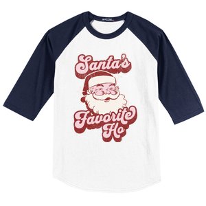 Groovy Retro Funny Christmas Santas Favorite Ho Gift Baseball Sleeve Shirt