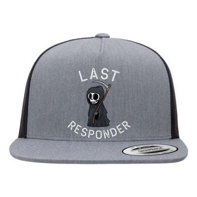 Grim Reaper Funny Dark Humor Last Responder Flat Bill Trucker Hat