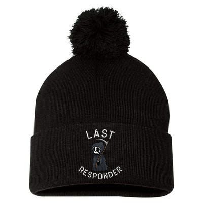 Grim Reaper Funny Dark Humor Last Responder Pom Pom 12in Knit Beanie