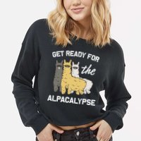 Get Ready For The Alpacalypse Funny Alpaca Fan Gift Cropped Pullover Crew