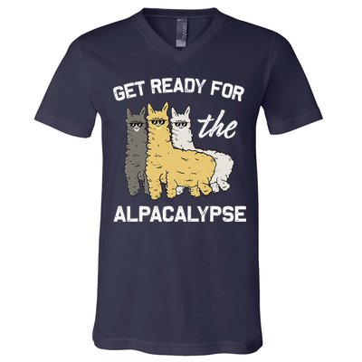 Get Ready For The Alpacalypse Funny Alpaca Fan Gift V-Neck T-Shirt