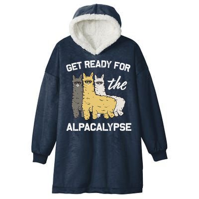 Get Ready For The Alpacalypse Funny Alpaca Fan Gift Hooded Wearable Blanket