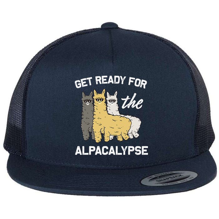 Get Ready For The Alpacalypse Funny Alpaca Fan Gift Flat Bill Trucker Hat
