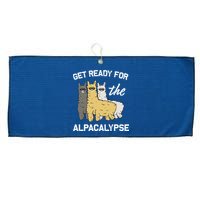 Get Ready For The Alpacalypse Funny Alpaca Fan Gift Large Microfiber Waffle Golf Towel