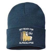 Get Ready For The Alpacalypse Funny Alpaca Fan Gift Sustainable Knit Beanie