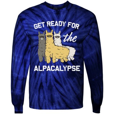 Get Ready For The Alpacalypse Funny Alpaca Fan Gift Tie-Dye Long Sleeve Shirt