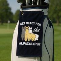 Get Ready For The Alpacalypse Funny Alpaca Fan Gift Golf Towel