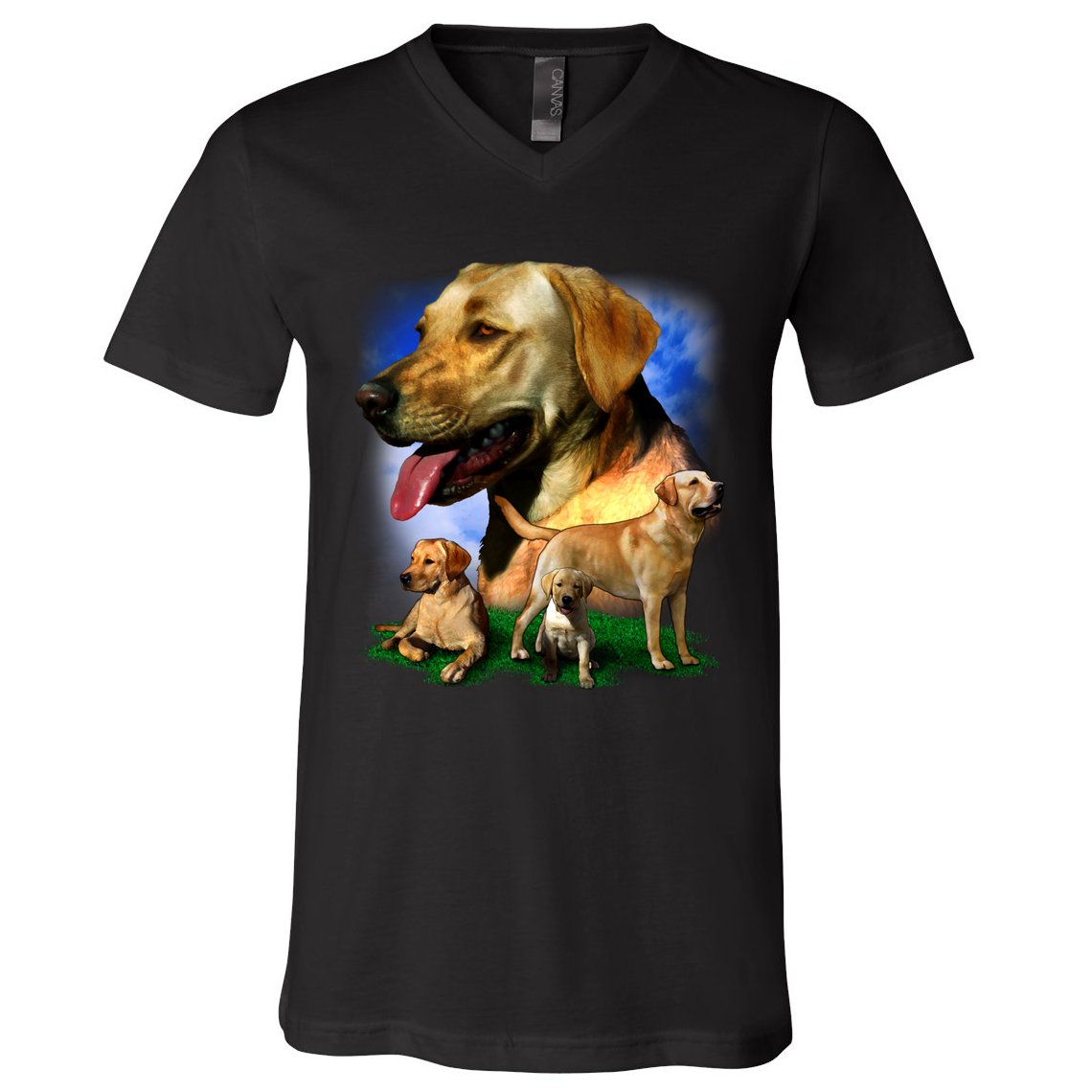 Golden Retriever Family Of Dogs Portrait V-Neck T-Shirt